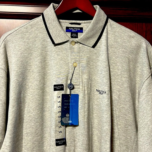 New NAUTICA GOLF Performance Collection designed with ease of movement Gray Polo - Picture 1 of 8